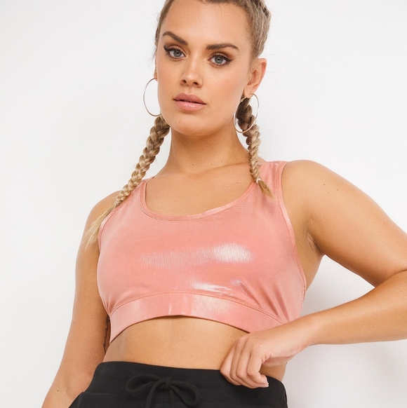 Puma Strappy Pink Wireless Medium Impact Sports Bra Size Large New NWT Active - Picture 2 of 8